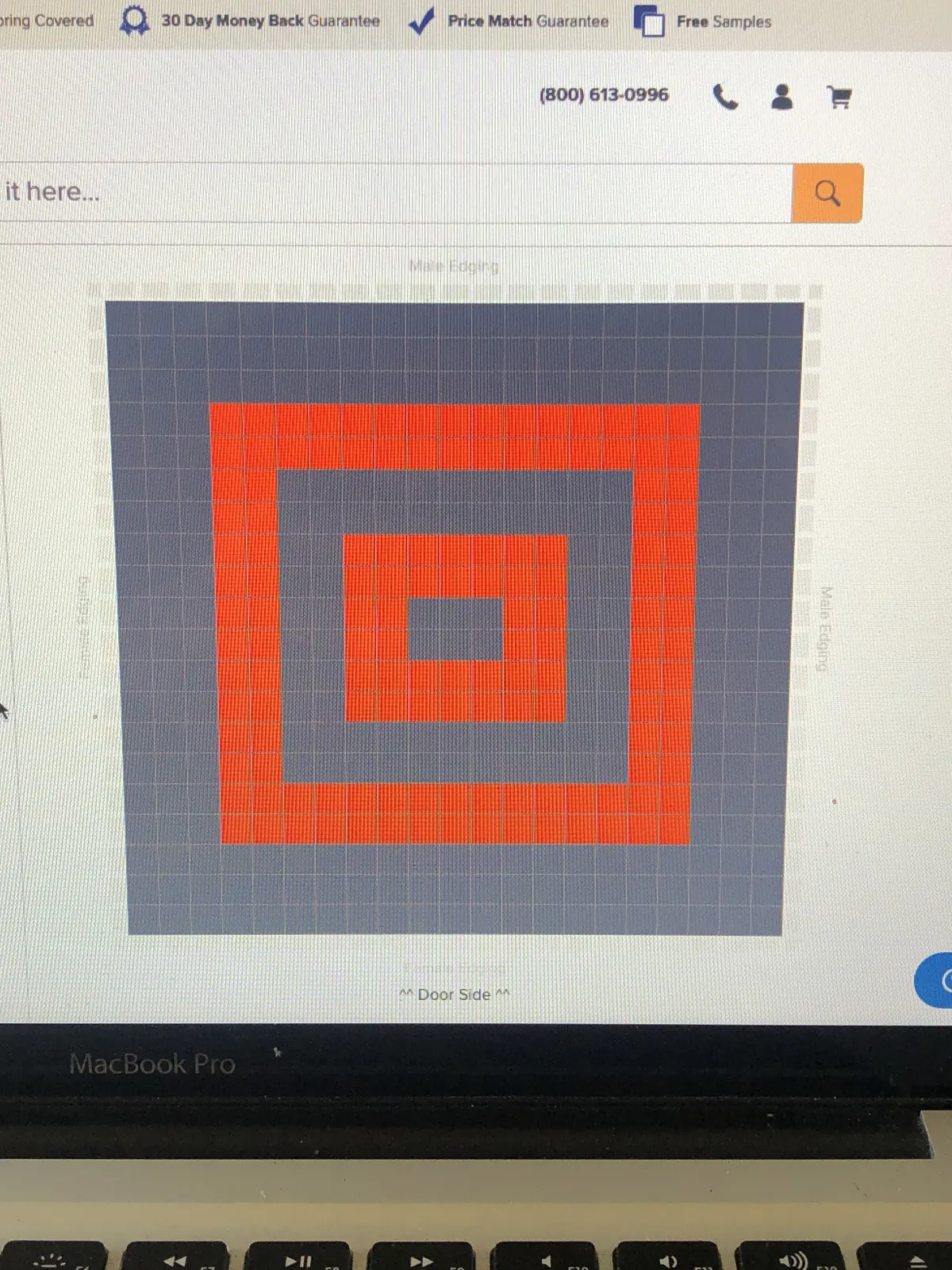 Orange and grey floor tile pattern planned on a laptop